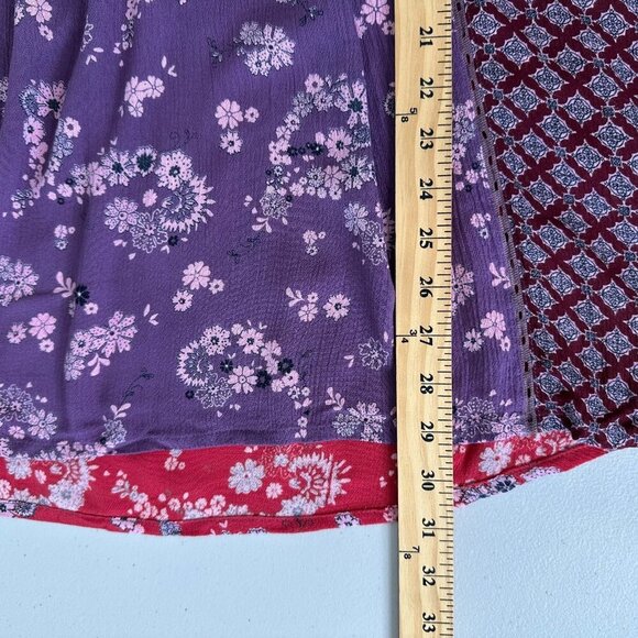 North Style Tunic Top Floral Patchwork 2X Boho Hippie Purple Red - Picture 7 of 9